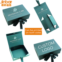 Boîte rigide de luxe Jinbar recyclable avec logo magnétique, gaufrage, bronzage mat, pelliculage UV, portable
