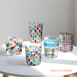 Verres à <span class=keywords><strong>whisky</strong></span> en cristal multicolores <span class=keywords><strong>de</strong></span> conception italienne Zecchin, verres à <span class=keywords><strong>whisky</strong></span> gothiques à l'ancienne, verres à <span class=keywords><strong>whisky</strong></span> peints à la main, couleur éblouissante - Product Image 2