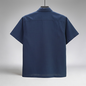 เสื้อเชิ้ตแขนสั้นลำลองสีน้ำเงินเข้มสำหรับผู้ชายผ้าฝ้าย 100% แฟชั่นฤดูร้อนสวมใส่ได้ทุกวัน - Product Image 2