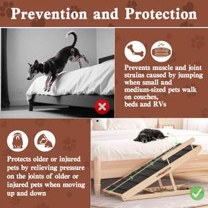 Aangepaste Opvouwbare Hondenhelling Draagbare Antislip Hondenhelling Lange Verstelbare Houten Hondentrap Opstapladder Met Hoge Tractiemat - Product Image 6