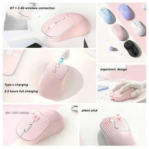 เมาส์สำนักงานบลูทูธแบบสองโหมดชาร์จได้ 2.4G เมาส์ไร้สายเมาส์ออปติคอลเงียบเมาส์พกพาบางเฉียบสำหรับแล็ปท็อปแท็บเล็ตพีซี - Product Image 3