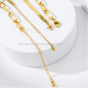 Back <b>Chain</b> Flat Snake <b>Chain</b> Necklace, 18K Gold Plated <b>Copper</b> Jewelry Stainless Steel Jewelry Plus Extension <b>Chain</b> Tanjing - Product Image 4