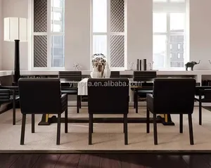 Nuovo arrivo mobili di lusso tavoli da pranzo rettangolare tavolo da pranzo Set legno nero quercia tavolo in legno massiccio e 6 8 sedie rosse Set