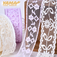 Yama pita MOQ rendah 38MM 12 warna pita putih kain renda bordir potong 90yard