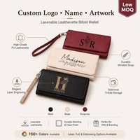 Dompet Panjang Kulit Sintetis Laserable dengan Tali Dompet Panjang Wanita Custom Kulit PU Dompet Resleting Wanita Modis dengan Tali Pergelangan Tangan