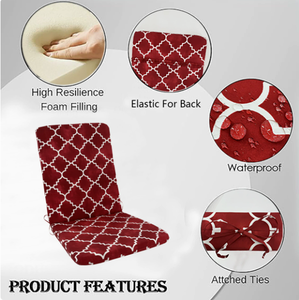 Coussin de chaise <span class=keywords><strong>à</strong></span> <span class=keywords><strong>bascule</strong></span> résistant <span class=keywords><strong>à</strong></span> l'eau pour intérieur et extérieur, dossier haut avec rembourrage en mousse intégré pour l'assise et le dossier - Product Image 4
