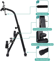 Mini-stepper d'exercice réglable en hauteur pour usage domestique avec bande de résistance - Appareil d'exercice pour les mains et les pieds avec compteur LCD