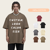 T-shirts imprimés en tricot long surdimensionné unisexe en coton 100% 300 GSM de poids lourd, style streetwear