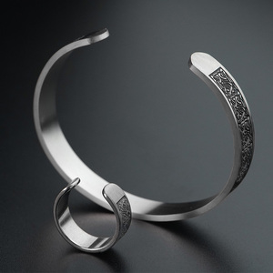 Stainless Steel Jewelry <b>Set</b> Hot Selling Men's Knot Viking Retro <b>Bracelet</b>, Ethnic Style Men's Stainless Steel <b>Bracelet</b> Ring - Product Image 3