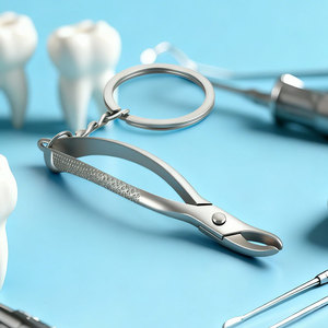 Porte-clés en forme de dent molaire dentaire en alliage de zinc dents porte-clés en métal simulé outils dentaires en métal pince dentaire dentiste porte-clés - Product Image 5