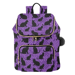 Large Capacity Customs Cute cat Fashion Casual Quilted <b>Backpack</b> Polyester Zipper Multifunctional Travel Bag for Adult - Product Image 1