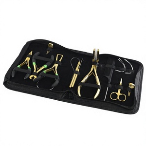 Kit d'outils d'extension de cheveux avec étui Micro anneau perles ouvre pince plus proche avec boucle pince au crochet ciseaux peigne aiguilles vente en gros - Product Image 1