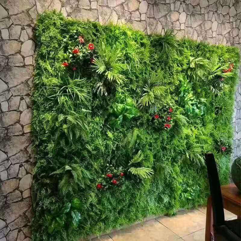 G-890 3D maison mariage intérieur Faux feuillage tropical buis haies verticale artificielle soie plastique vert herbe plante décoration murale