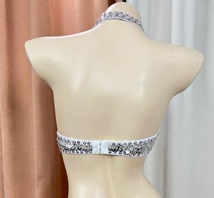 Top de Danza del Vientre Sexy con Lentejuelas y Cuentas para Mujer, Material de Poliéster, Personalizable, para <span class=keywords><strong>Club</strong></span> Nocturno - Product Image 3