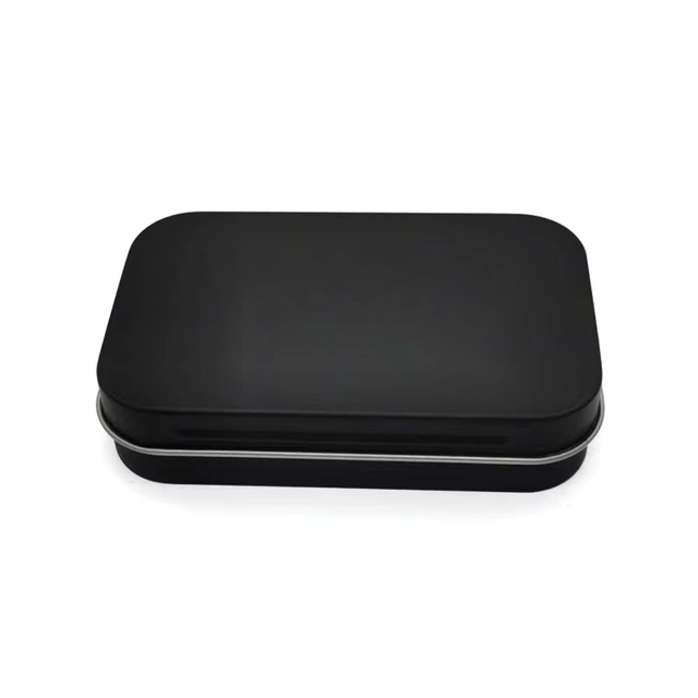 Custom Silver Black White Empty Hinged Tins Box Storage Box Metal Rectangular Gum Snack Storage Gift Box