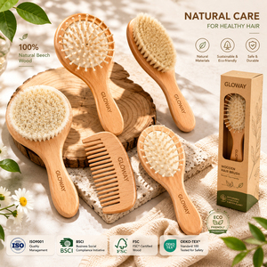 <span class=keywords><strong>Brosse</strong></span> à cheveux pour bébé <span class=keywords><strong>en</strong></span> <span class=keywords><strong>bois</strong></span> de hêtre naturel écologique avec logo personnalisé, poils de chèvre doux, <span class=keywords><strong>peigne</strong></span> <span class=keywords><strong>en</strong></span> <span class=keywords><strong>bois</strong></span> pour nouveau-né, traitement du croûtier de lait, toilettage - Product Image 3