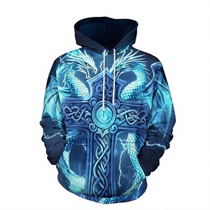 Sweat-shirt à capuche pour homme avec impression numérique 3D, motif croix chrétienne, design tatouage graphique, streetwear décontracté - Product Image 1