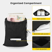 Sac à dos à cordon de serrage résistant à l'eau, sac de sport, sac de gym avec poche latérale pour hommes et femmes