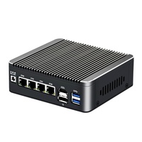 Mini PC Firewall Sin Ventilador con Intel N100 de 12.ª Generación, Router 2.5G, 4 Puertos LAN I226-V, 1 Puerto COM RJ45, Tipo-C, Compatible con PfSense, PVE y ESXi