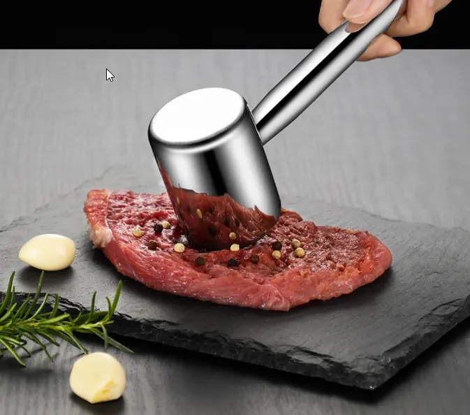 Hogar S304 Acero inoxidable grado alimenticio Knock Loose Beef Mace Steak Tender Meat Pounder Beat Hammer cocina ablandador
