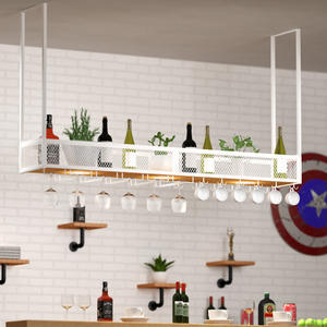 Estante de vino de hierro extensible de estilo americano, armario colgante montado en la pared para hotel, restaurante, habitaciones privadas, diseño moderno 20-29 - Product Image 2