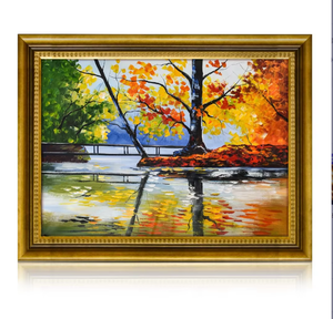 Peinture à l'huile artisanale, cadre mural, <span class=keywords><strong>profil</strong></span>és <span class=keywords><strong>de</strong></span> cadre dorés, logo personnalisé en bois, art classique, peinture sur mesure - Product Image 1