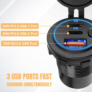 Type-C PD + QC 3.0 USB <span class=keywords><strong>chargeur</strong></span> de voiture adaptateur de prise d'alimentation <span class=keywords><strong>camping</strong></span>-<span class=keywords><strong>car</strong></span> charge <span class=keywords><strong>12V</strong></span> 24V - Product Image 5
