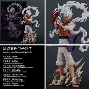Figurine Luffy de dessin animé Luffy figurines de 25cm Luffy pour garçon mignon Statue Pvc modèle décoration poupée bureau cadeaux d'anniversaire - Product Image 6
