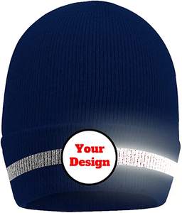 مرحبا فيس سلامة عاكسة قبعة الشتاء متماسكة قبعة لينة للرجال والنساء شعار مخصص - Product Image 5