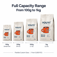 YOUYI Sachet de café imprimé en gravure, boîte, pochette à fond plat, logo personnalisé, fermeture éclair refermable, emballage avec verrouillage aromatique