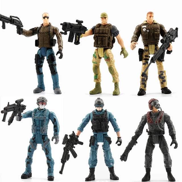 US Army Men SWAT Team Toy Soldiers Action Figures with Military Weapons Accessories for Kids