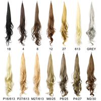 Bon marché, extension de queue de cheval 32 pouces de long, enroulable et flexible, extensions de cheveux synthétiques, couleur mélangée pour femmes