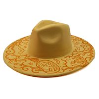 Nouvel Arrivage Chapeau Fedora à Large Bord pour Femme, Gravé au Laser, Motif Citrouille Sorcière d'Halloween, en Feutre, pour Fête et Déguisement