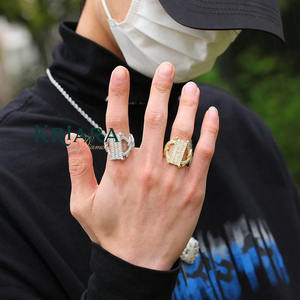 <b>Unique</b> Design Unisex Hip Hop 925 Silver Rhodium Plated Cocktail <b>Ring</b> Bold Statement Jewelry For <b>Men</b> And Women Available For Sale - Product Image 3