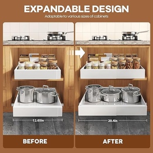 <span class=keywords><strong>Étagère</strong></span>s de cuisine <span class=keywords><strong>à</strong></span> roulettes avec séparateurs, tiroirs coulissants pour couvercles de casseroles, organisateur de placard sans perçage, organisateur de placard coulissant pour armoires - Product Image 2