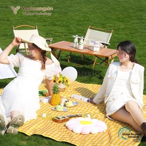 Rectangular PVC Picnic <b>Mat</b> Waterproof Outdoor <b>Mat</b> With Handle Floral Pattern All Seasons Use - Product Image 5