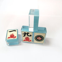 Jeu de tuiles de mahjong en cristal, qualité professionnelle de casino, personnalisé, rectangle personnalisé, ensemble de divertissement, Cale 10 32 King Tony Blue 0