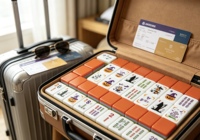 Ensemble de Mahjong Premium Édition Limitée Halloween, Comprend un Tapis de Mahjong et une Règle de Placement, Idéal pour les Cadeaux de Fêtes et les Jeux de Société