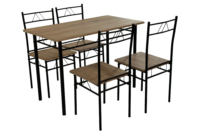 Offre Spéciale : Ensemble Table Moderne en MDF+PVC avec Piétement Métallique pour 4 Chaises – Mobilier de Salle à Manger DS-025