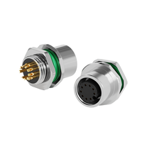 Connecteur étanche M12 femelle Lshitech à 2/3/4/5/6/7/8/9/10/11/12/13/14/15/16/17 broches avec prise à écrou pour montage sur panneau métallique