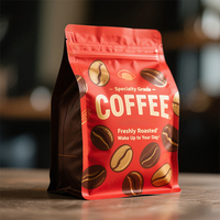 Petite quantité, impression personnalisée, sachet de café à fond plat, refermable avec fermeture éclair, 250g, 500g, 1kg, pour grains de café