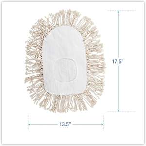 Tête de balai serpillère jetable en coton blanc Boardwalk BWK1491, 17 1/2L x 13 1/2W, motif rectangulaire, absorbante, pour usage domestique - Product Image 6