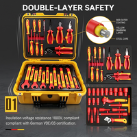 Ensemble d'outils isolés pour l'automobile, 46 pièces, avec clés à fourche et douilles, en acier au chrome-vanadium, certifié VDE et GS