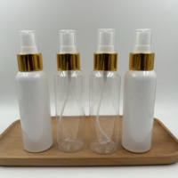 Vente en gros de flacons pulvérisateurs en plastique PET de haute qualité de 30 ml, 50 ml, 60 ml, 100 ml, pulvérisateur doré, couleur personnalisable, impression à l'écran, étanche
