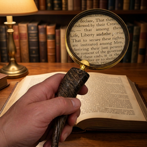 Loupe en métal antique avec poignée en corne, loupe de lecture classique à main, accessoire de bureau décoratif et de collection pour la maison - Product Image 1