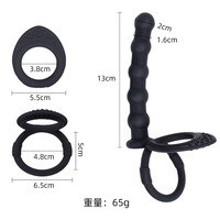 Günstiger Bestseller Silikon-Analsexspielzeug für Männer Doppelloch-Analplug & Penisring Tragbare Zugperlen Verschließbarer Ring