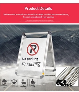 Señal <span class=keywords><strong>de</strong></span> Advertencia Reflectante <span class=keywords><strong>de</strong></span> Acero Inoxidable Tipo A para Metro, Hotel, Escuela, Centro Comercial, Estacionamiento, Plegable, Rellenable con Arena, Precaución - Product Image 2