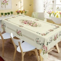 Nappe Rectangulaire Kongyu Home Textiles Rose Vintage à Motif Floral Bouquet, Bord Festonné, Décoration Style Campagne Française