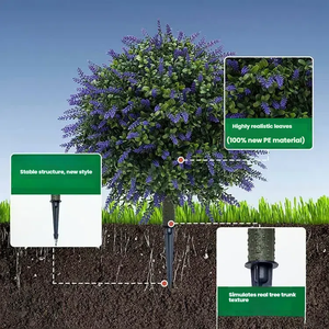 Grosir pohon semak rumput Topiary buatan daun hijau berrongga sentuhan nyata luar ruangan tahan UV dengan lonjakan tanah - Product Image 6