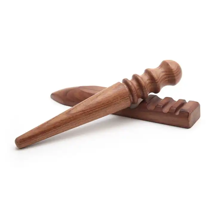 Wooden Leather Burnisher Tool - Tapered Edge Slicker Features 4 Grooves for  Buh